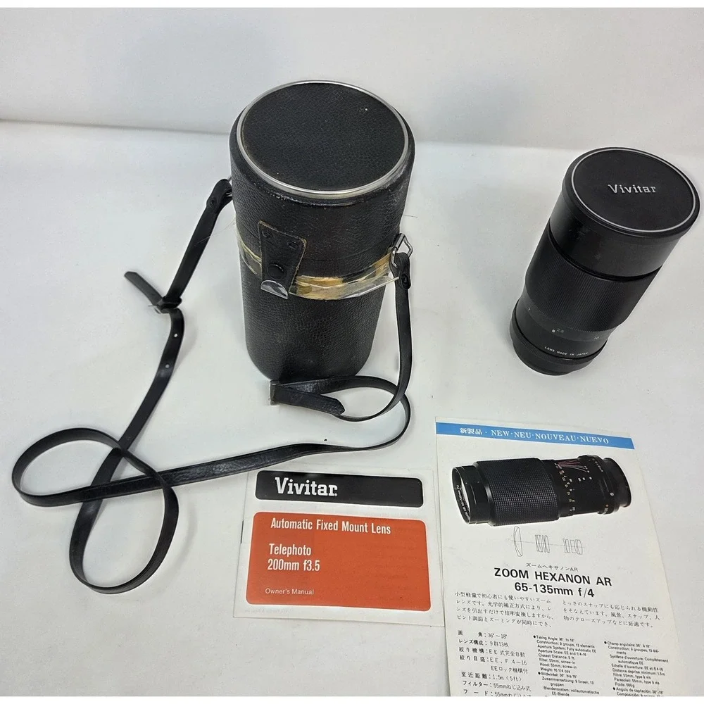 Vivitar 200mm f3.5 Auto Telephoto Lens Konica AR Mount Vintage Case Filter